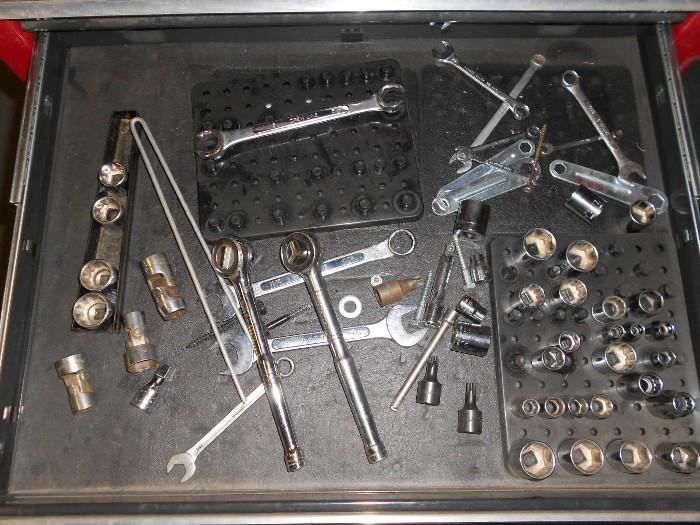 various sockets, wrenches, extensions