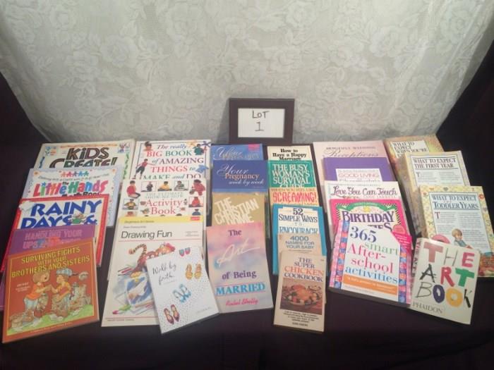 Wonderful collection of early elementary children's craft and activity books and marriage, pregnancy, and early parenting books. All are in good to very good condition. 