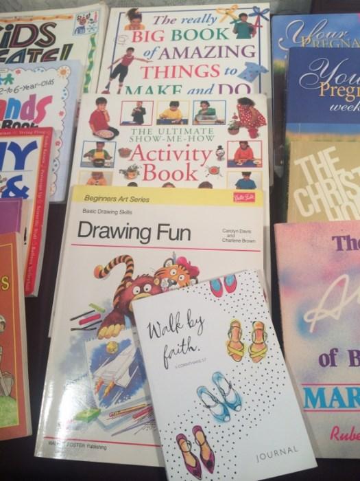 Wonderful collection of early elementary children's craft and activity books and marriage, pregnancy, and early parenting books. All are in good to very good condition. 
