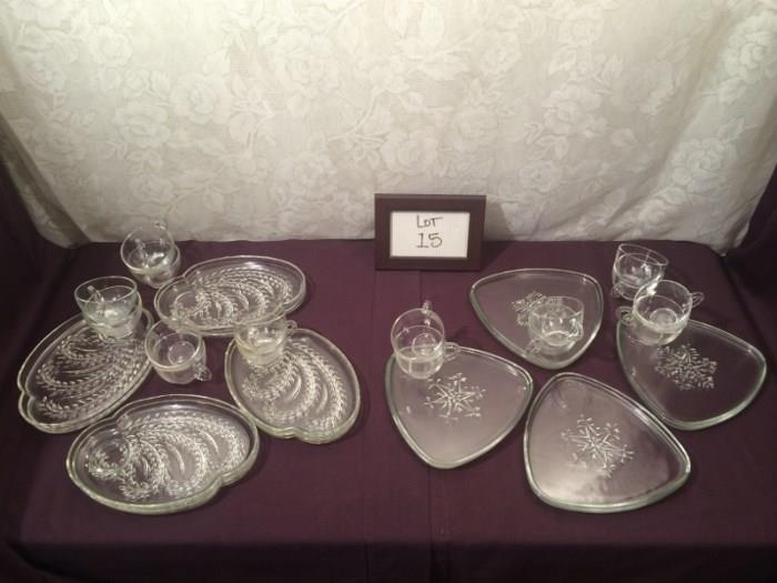 2 Glassware, vintage Tea and Toast sets, 4 plates and cups each. Original boxes included. Good condition.