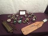 Vintage fishing gear collection includes various types of old reels, filet board and scales.  Some of the reels are operational while others could only be considered donors for parts. Very neat and unique group of collectibles.