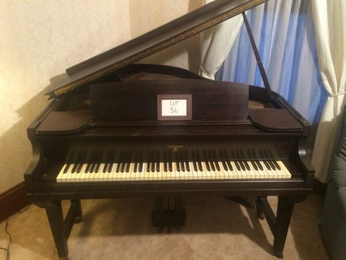 Erhard Baby Grand Piano. Looks good, very old and in tune. It is not perfect but really looks good in a corner. Has some damage on the lid however this piano sits open so the damage is not noticeable. Condition is fair to good. This is a no reserve auction starting at $1 so it will sell. Don’t miss out on this opportunity for a baby grand “cheap”. Very heavy so plan on bringing plenty of help to load on your trailer.