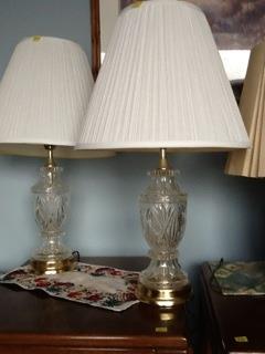 Set of two (2) End Table Crystal Lamps 