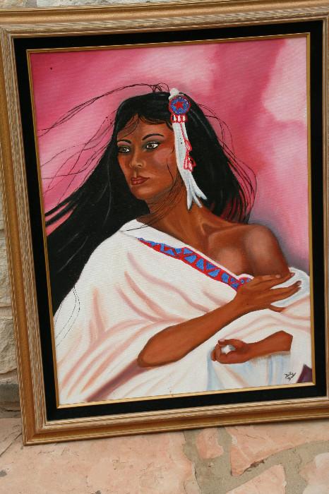 19 X25 Oil on Canvas of Indian Woman by Betty Baba