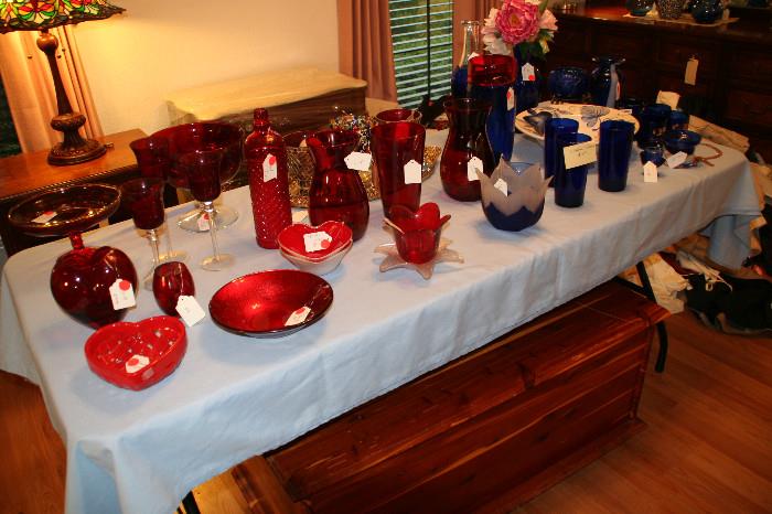 Red and Blue & White Glass ware