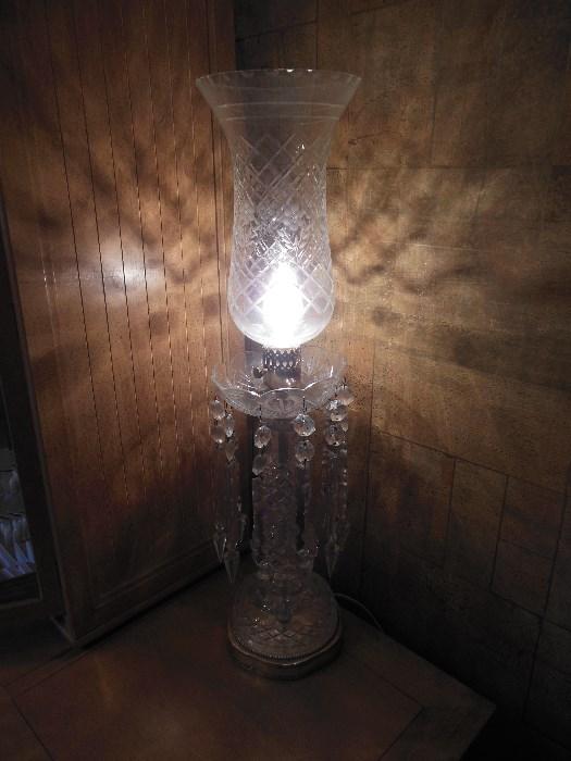 Vintage Electrify Hurricane Lamp(2).Czech Crystal Prisms gorgeous. 