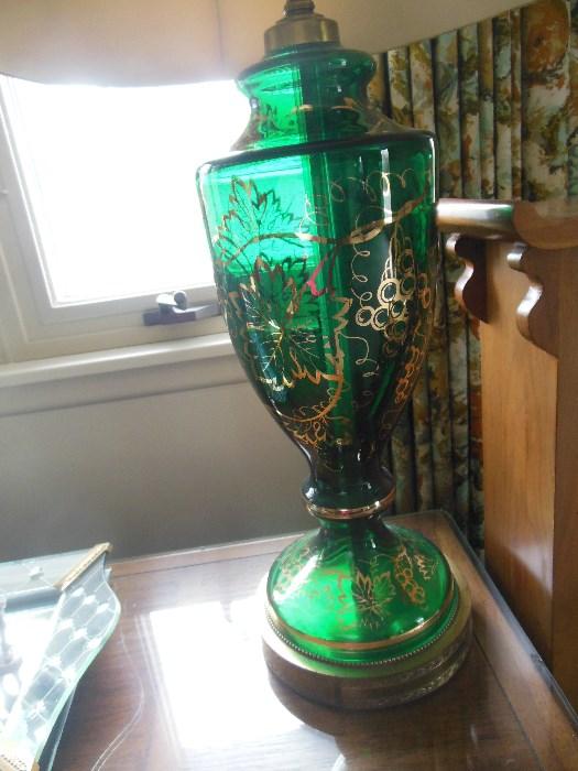 Venetian Green Glass Lamp 