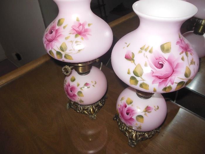 Vintage Hand Painted Globe Table Lamps