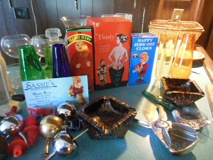 Party with Sassie's!! Good fun,Good Prices!! Risqué Party toys..Mid Century Bar Ware.:)
