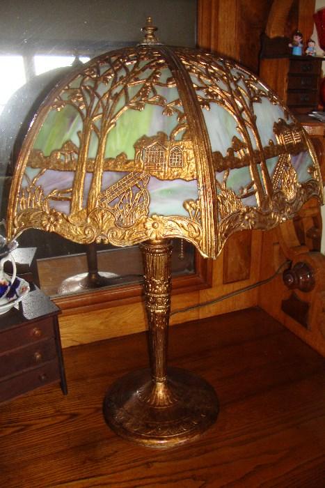 Slag Glass Panel Lamp Miller