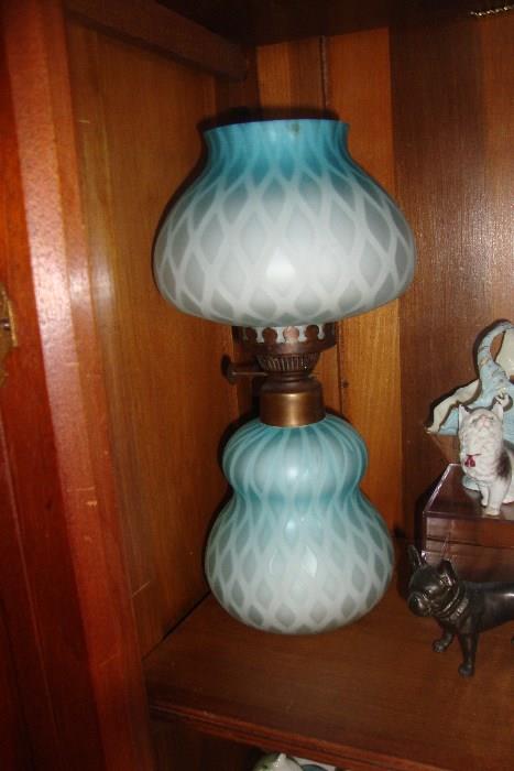 Miniature Satin Glass Oil Lamp