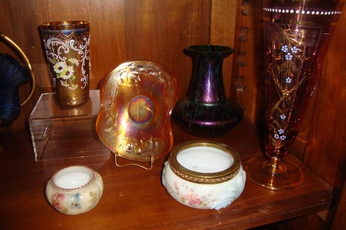 Art Glass items inc.  Loetz ,  Moser and Wavecrest