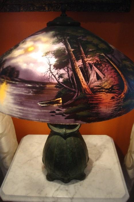 Pittsburgh "Call of the Wild "Reverse Painted Lamp