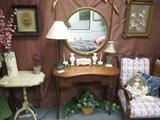 antique vanity ,mirror, chair & more