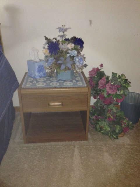 night stand and florals