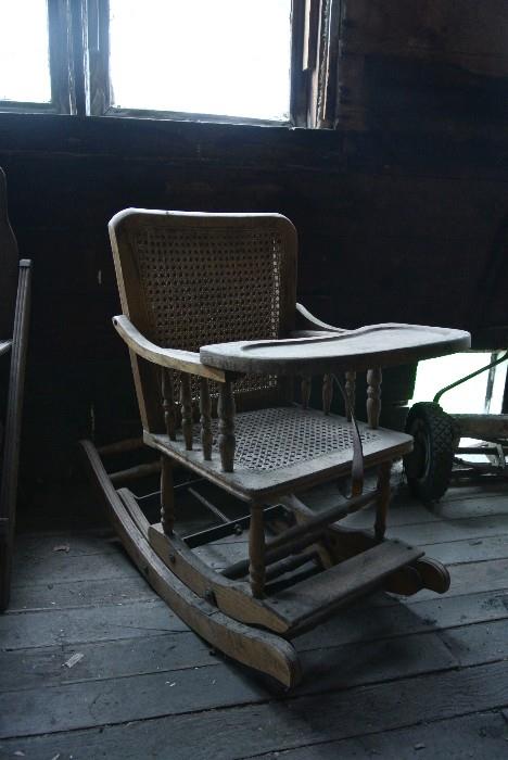 Antique Child's Wood Rocking Chair 