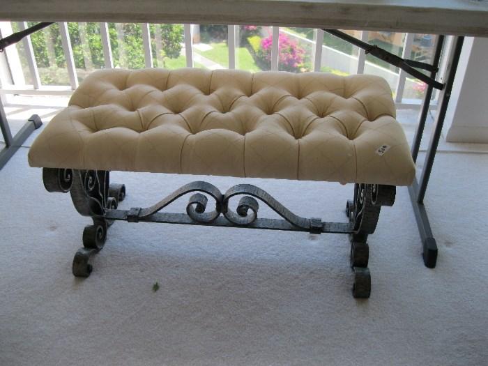 Heavy iron upholstered bench