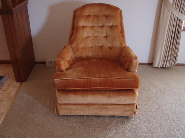 Swivel or rock in this upholstered chair.