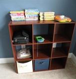 Bookcase, kid's DVDs, etc.
