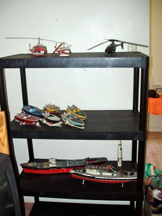 Models of ships, boats and helicopters. This is only a few of them.
