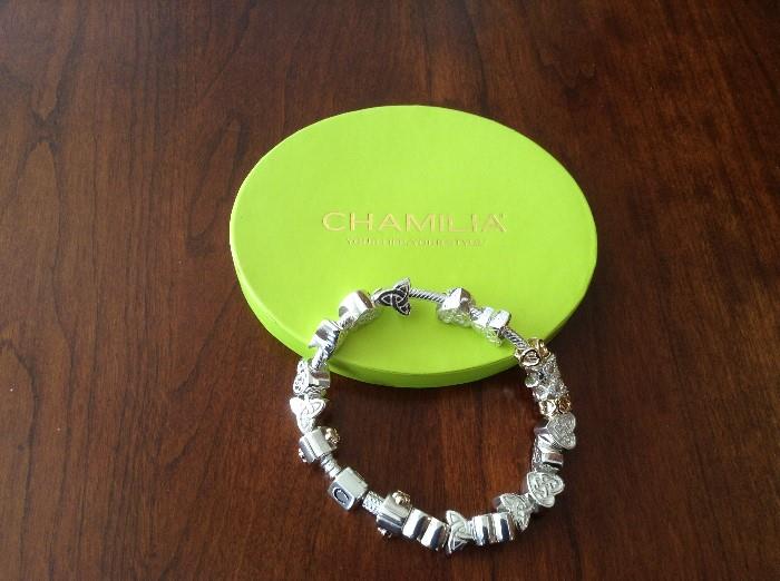 Chamilia sterling silver snap bracelet and charms