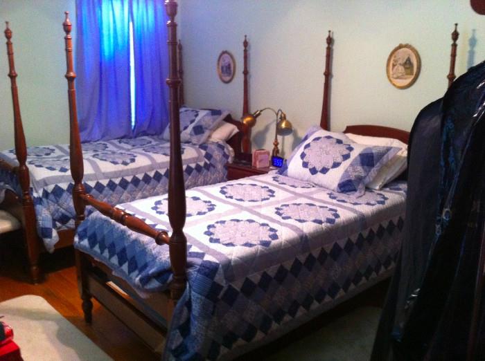 Vintage Ethan Allen twin poster beds