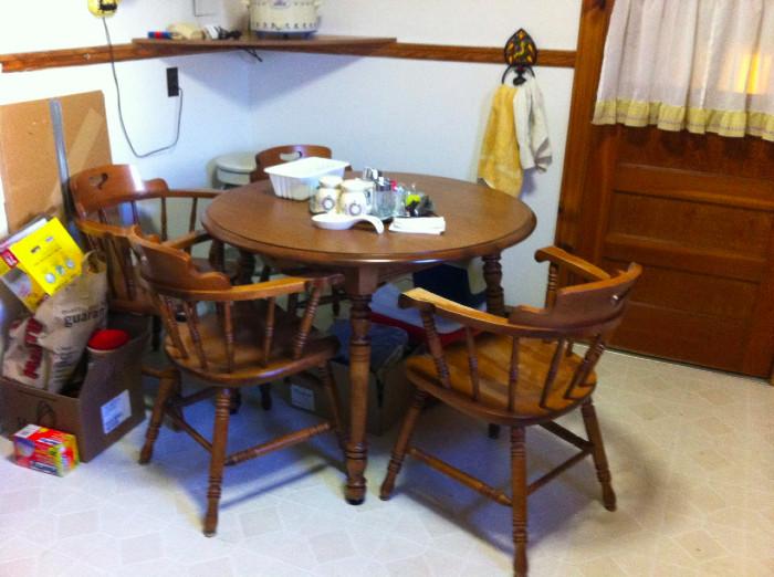 Vintage wood kitchen table with 4 chairs