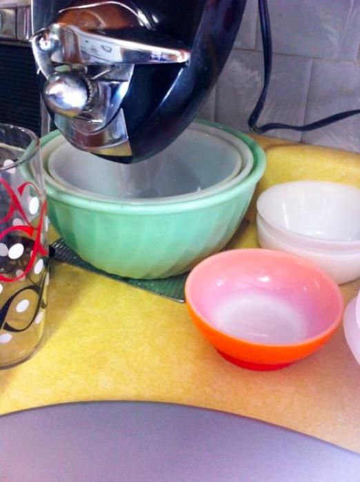 Fire King and Pyrex mixing bowls
