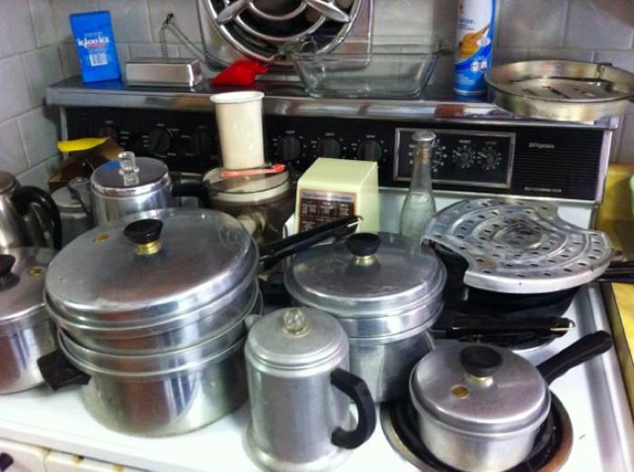 Vintage pots, pans and percolators 