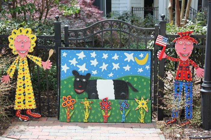 "Fearrington Gothic" folk art tableau - four pieces, will be sold separately