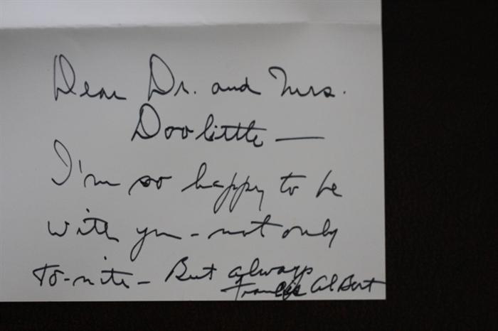 Note written and signed by Frank Sinatra.