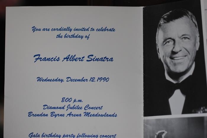 Printed invitation to Frank Sinatra's birthday party, 1990