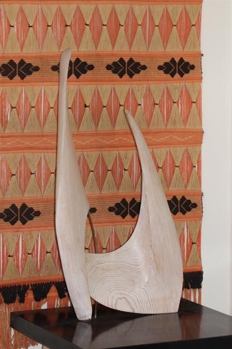 Another view of the modern art sculpture.