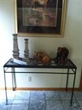 Iron and glass sofa table