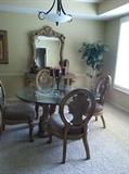 Schnadig 60" round pedastal dining table with 6 chairs
