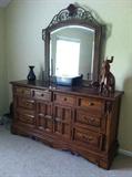 Iron & dark wood dresser with mirror