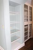 kitchen built in shelves, glass 