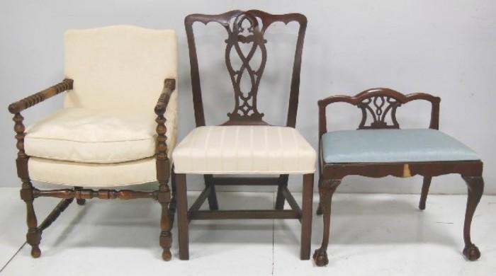 Lot #71- 2 side chairs & vanity bench