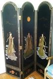 3 panel Chinese black lacquer screen