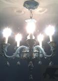 Jasperware style chandelier, NOT WEDGWOOD, marked on base.