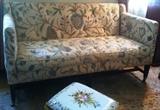 Crewel work upholstered Hepplewhite style sofa