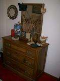 ANTIQUE ASH DRESSER WITH DETACHED MIRROR