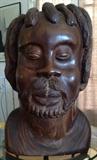 Carved Lignum Vitae "tree of life" Rastafarian Head by D. Hamilton 