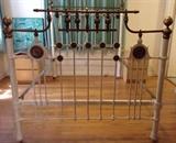 Antique Brass and Painted Iron Double Bed
