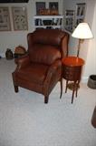 Master Craft Leather Reclining Chair, Occasional table