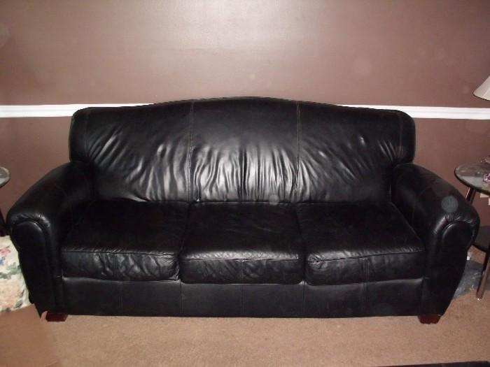 Leather sofa, love seat and ottoman