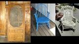 Vintage Screen Door, Vintage Painted Rocker, & Victorian Wicker Rocker