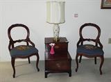 Victorian Ladies Chairs & Leather Top Table