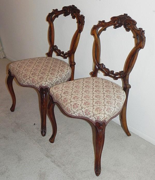 Antique Rococo style rosewood chairs