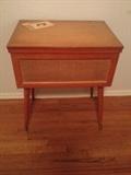 Kenmore vintage sewing machine in cabinet and 2 sewing chests full of notions, needlepoint supplies etc.